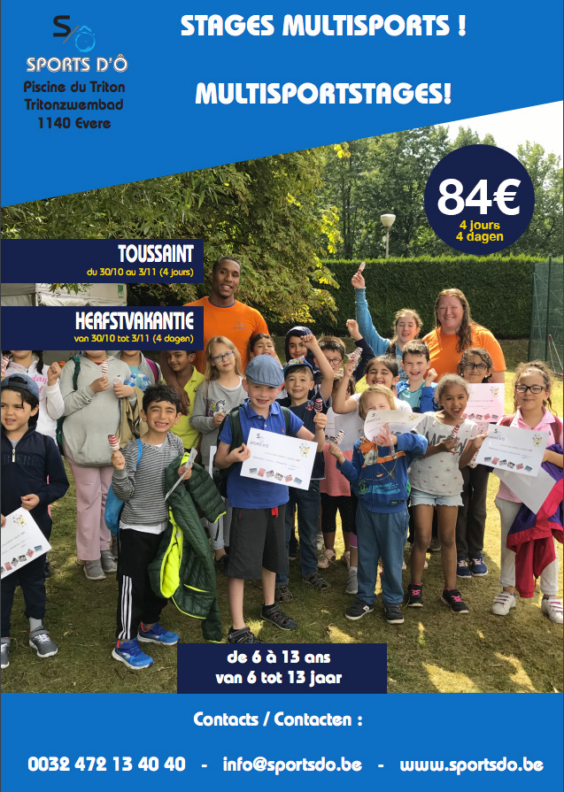 Stage Multisports pendant les Vacances de la Toussaint à la Piscine Triton (1140 Evere)